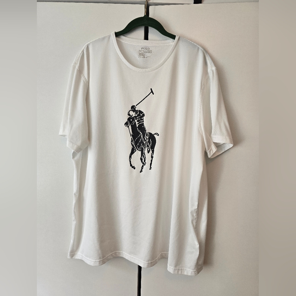 Polo by Ralph Lauren XL White And Navy Performance Fabric Graphic Tee
